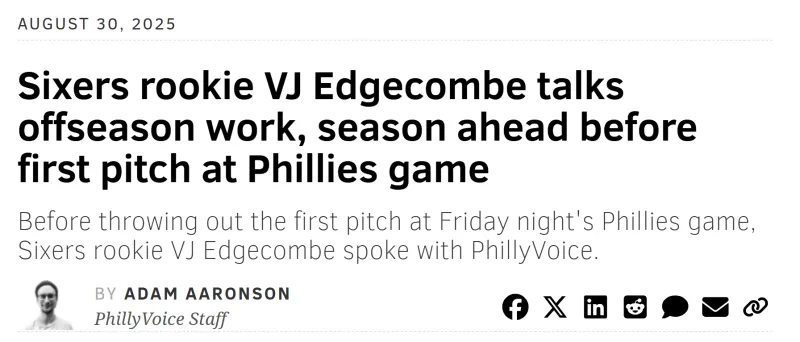 manbetx万博体育-探花秀VJ-埃奇科姆费城之声采访：期待与马克西麦凯恩共成长